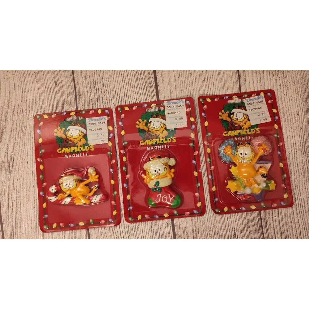 GARFIELD the Cat Magnets Lot of 3 New/Unopened Santa Vintage 80s/90s Christmas